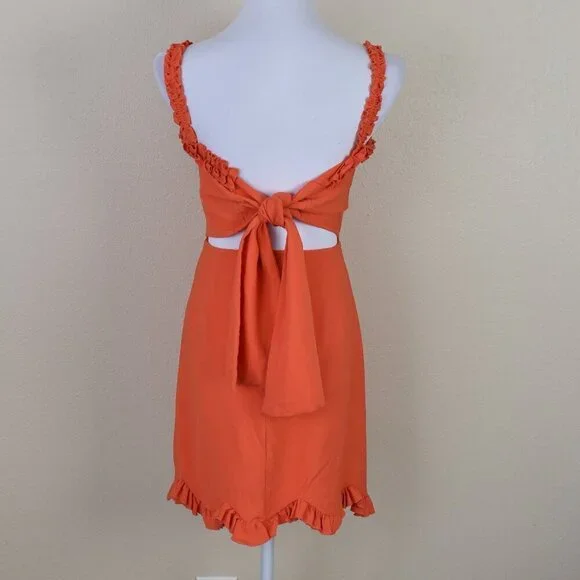 Finders Keepers Chiquita Ruffle Orange Mini Dress - 4 - Picture 8 of 11